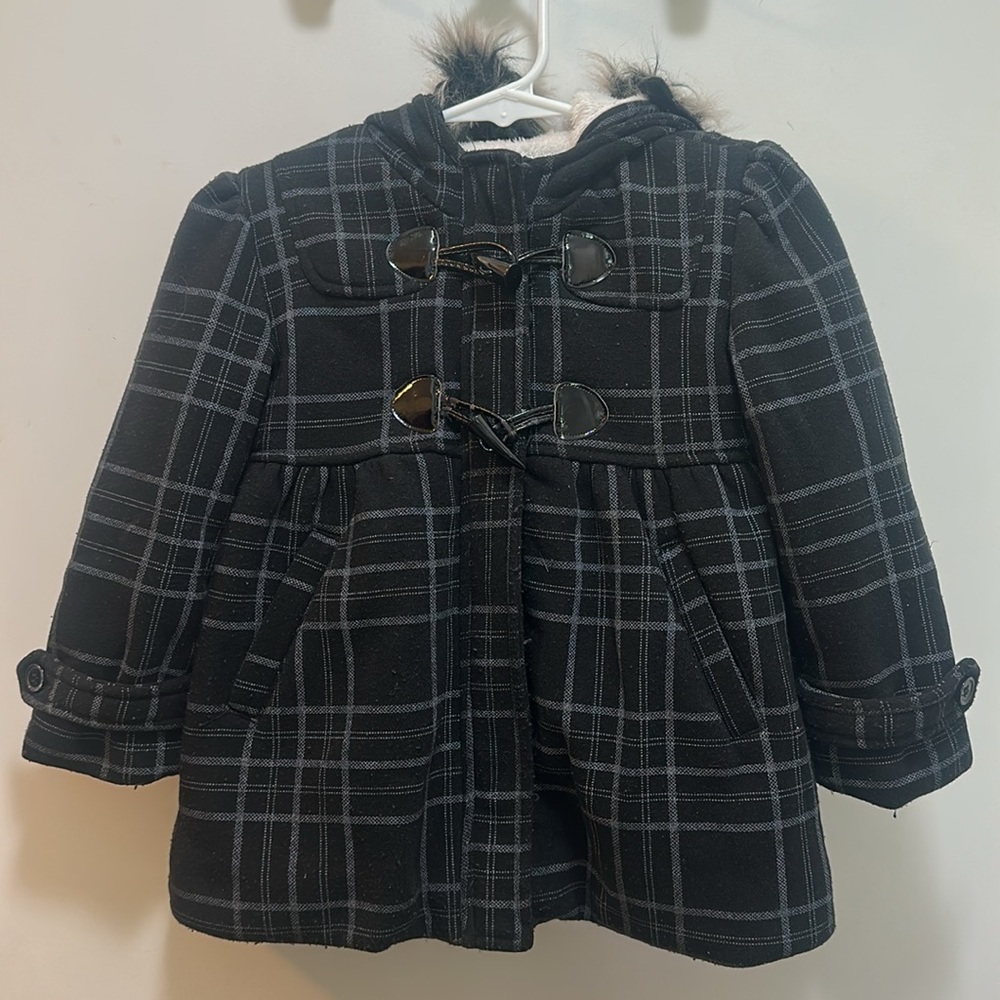 Me Jane Black Brand Black Checkered Jacket with Faux Fur Lining